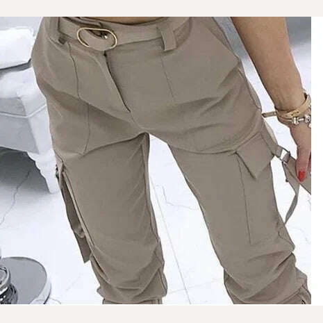 Casual pants women's trousers solid color overalls - KIMLUD