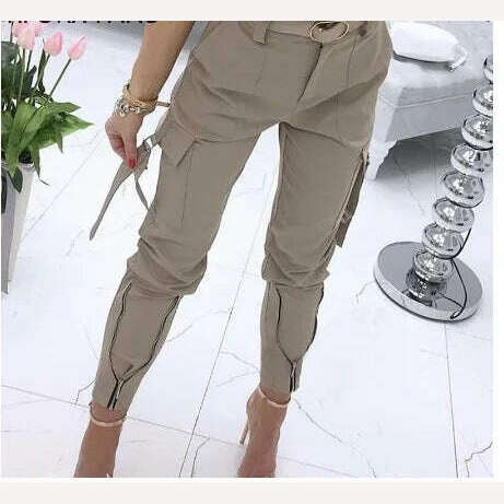 Casual pants women's trousers solid color overalls - KIMLUD