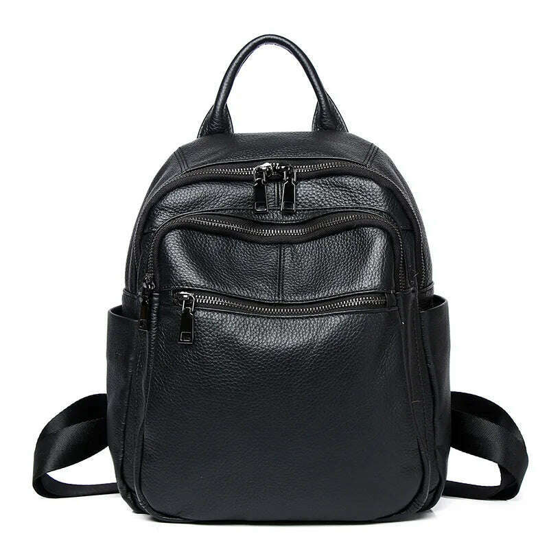 Causal Genuine Leather Backpack Women Real Cowhide Travel Bags Fashion Ladies Cow Leather Double Shoulder Bag - KIMLUD
