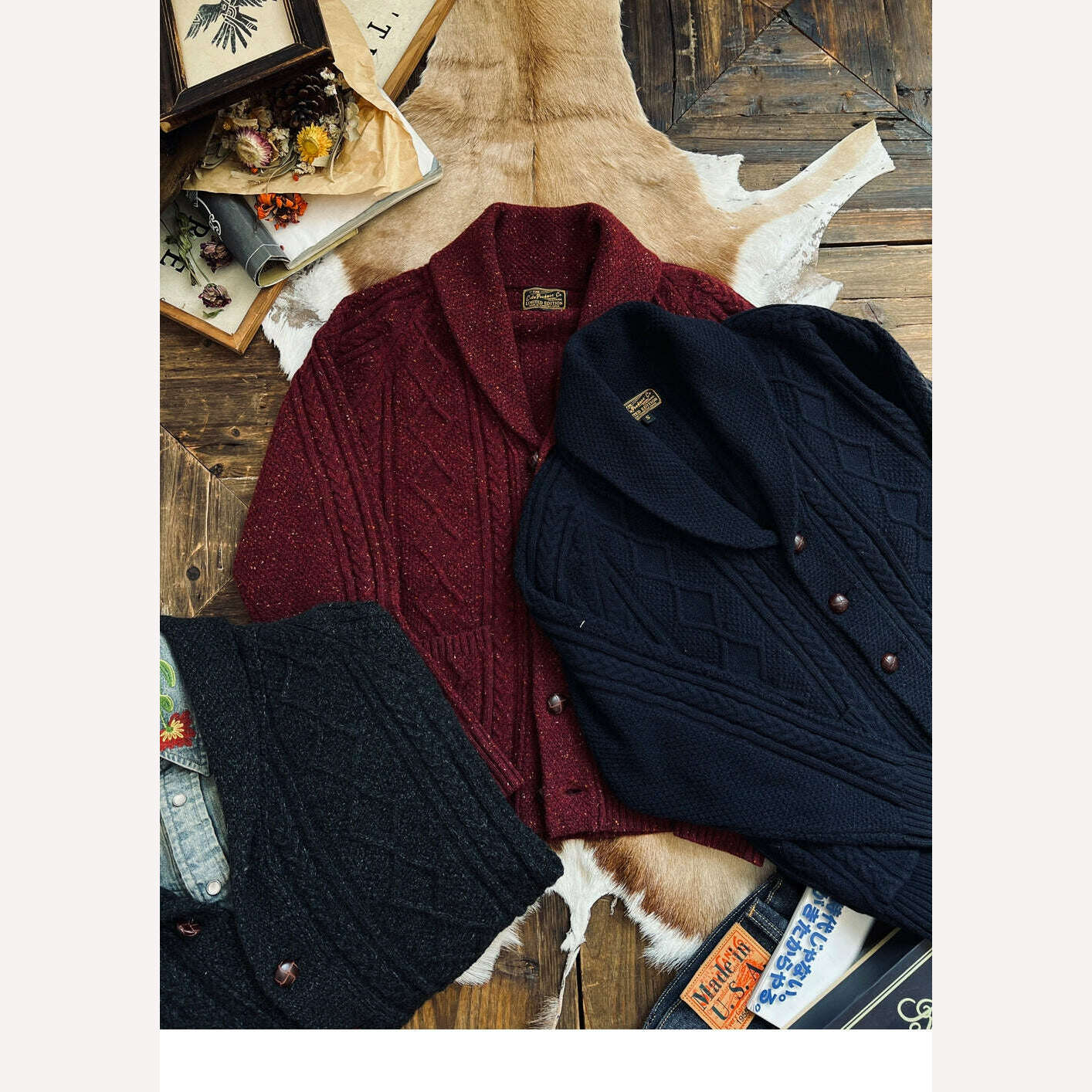 CDS570 Cidu Super Top Quality Heavy Thick 550GSM Jumper Big Flexible 100% Merino Wool & Italy Leather Warm Pullover - KIMLUD