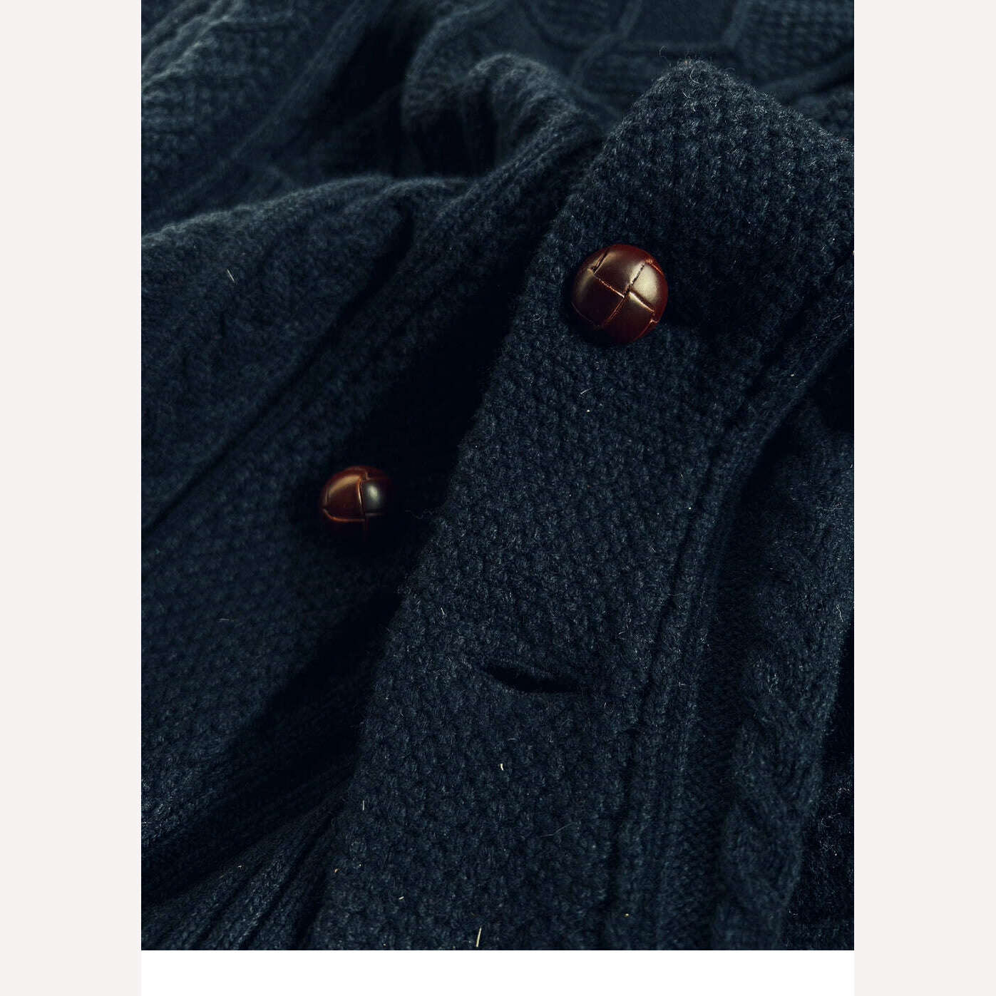 CDS570 Cidu Super Top Quality Heavy Thick 550GSM Jumper Big Flexible 100% Merino Wool & Italy Leather Warm Pullover - KIMLUD