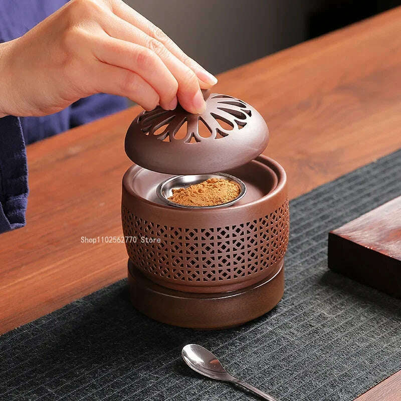 Ceramic Electric Incense Burner Home Indoor Timing Temperature Control Incense Burner Point/seal Incense Powder Heating Tools - KIMLUD