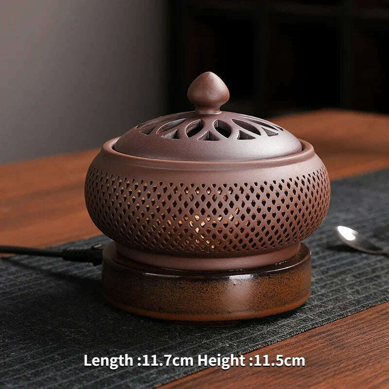 Ceramic Electric Incense Burner Home Indoor Timing Temperature Control Incense Burner Point/seal Incense Powder Heating Tools - KIMLUD