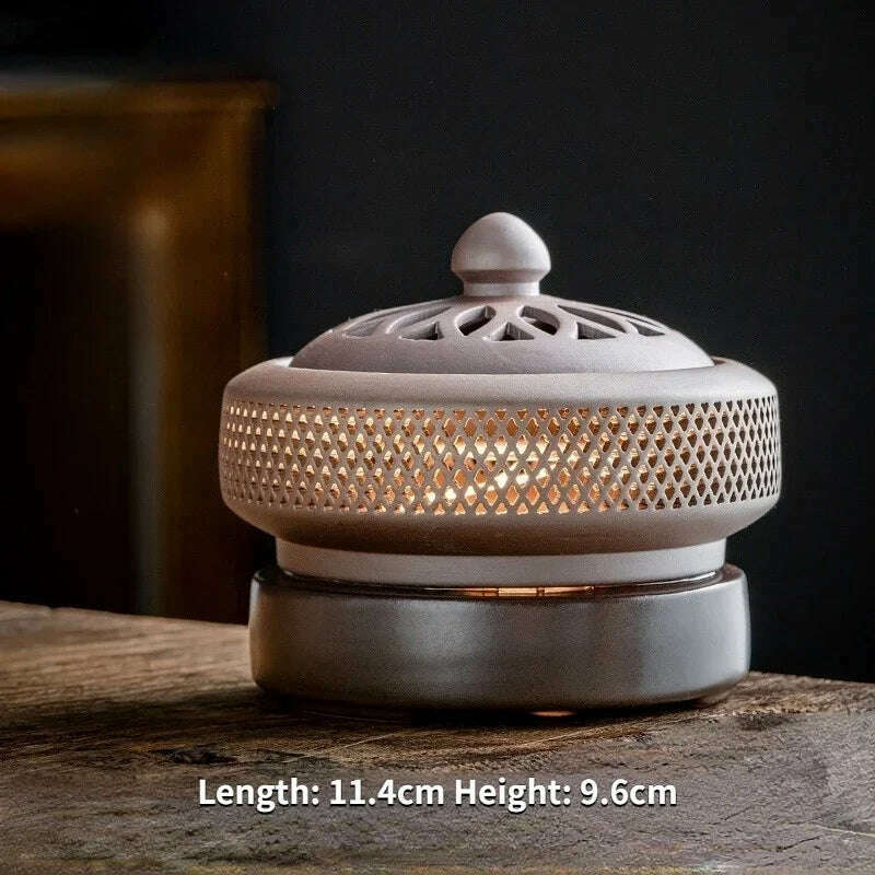 Ceramic Electric Incense Burner Home Indoor Timing Temperature Control Incense Burner Point/seal Incense Powder Heating Tools - KIMLUD