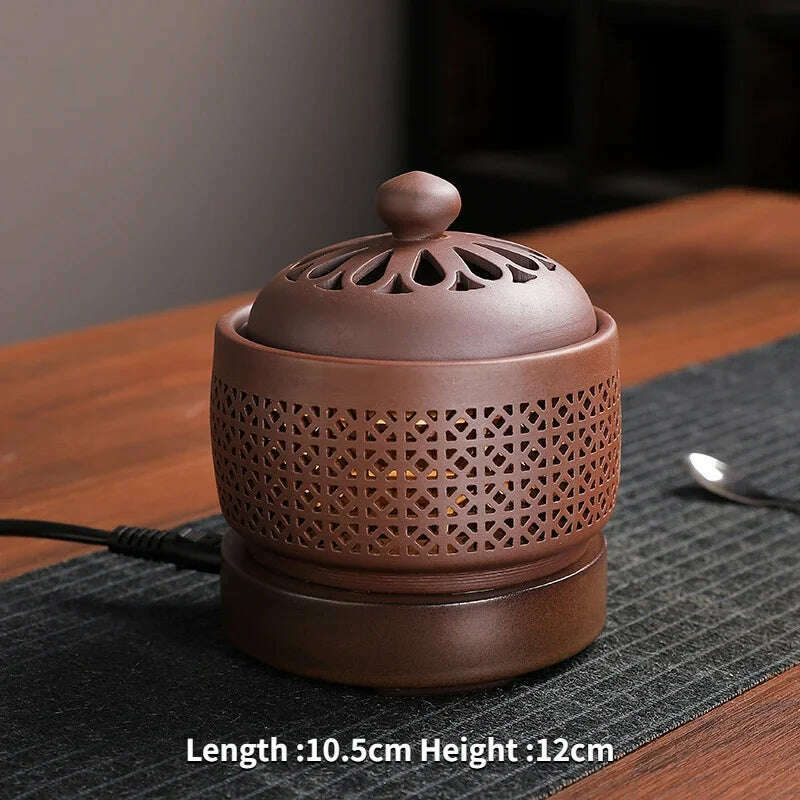 Ceramic Electric Incense Burner Home Indoor Timing Temperature Control Incense Burner Point/seal Incense Powder Heating Tools - KIMLUD