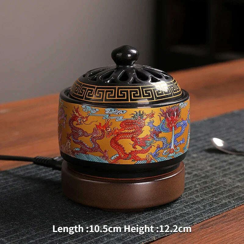 Ceramic Electric Incense Burner Home Indoor Timing Temperature Control Incense Burner Point/seal Incense Powder Heating Tools - KIMLUD