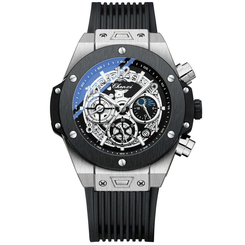 CHENXI 2023 New Watch for Men PU Strap With Chronograph Top Brand Sport Quartz Mens Watches Luminous Waterproof Wristwatch - KIMLUD