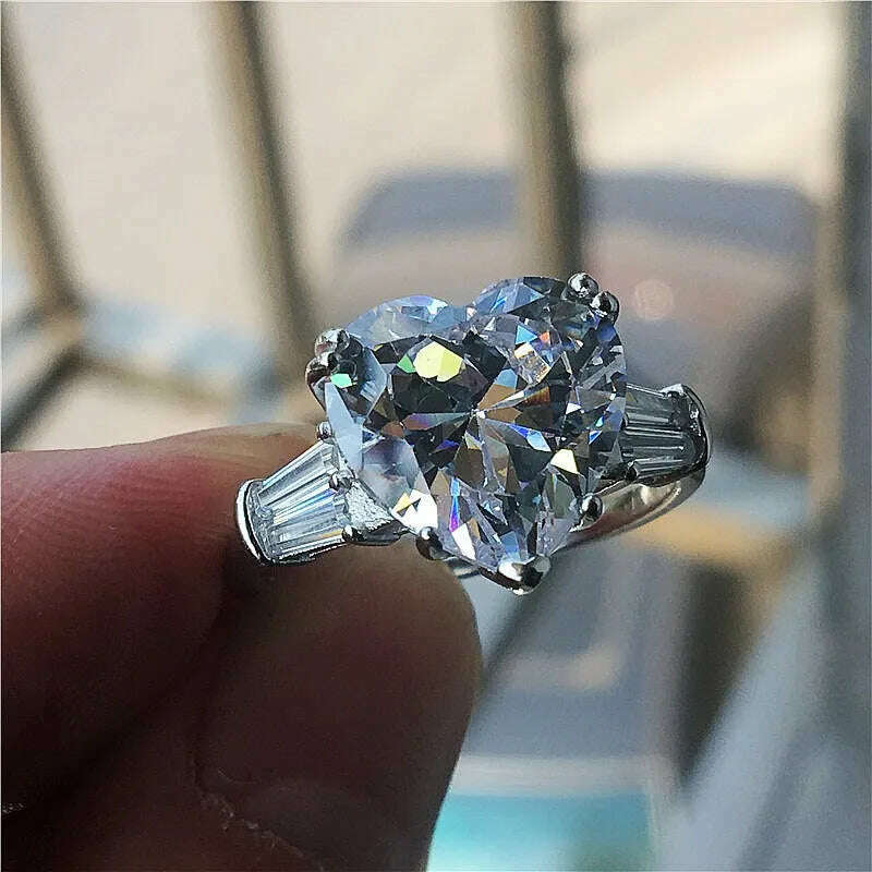choucong Lovers Promise Ring Heart cut 12mm AAAAA Sona cz 925 Sterling Silver Engagement Wedding Band Rings for women Jewelry - KIMLUD