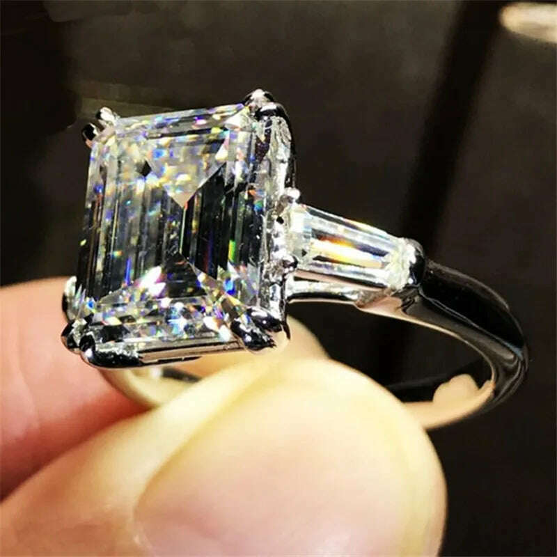 KIMLUD, choucong Luxury Promise Ring Real 925 sterling Silver AAAAA Sona cz Engagement Wedding band Rings For Women Fine Jewelry, KIMLUD Womens Clothes