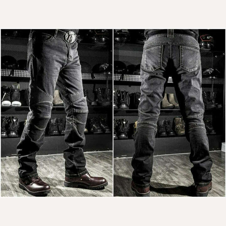 Classic Black Blue Motorcycle Riding Jeans with Knee Hip Pads Motocross Racing Pants Motorbike Cycling Trousers Protective Pants - KIMLUD