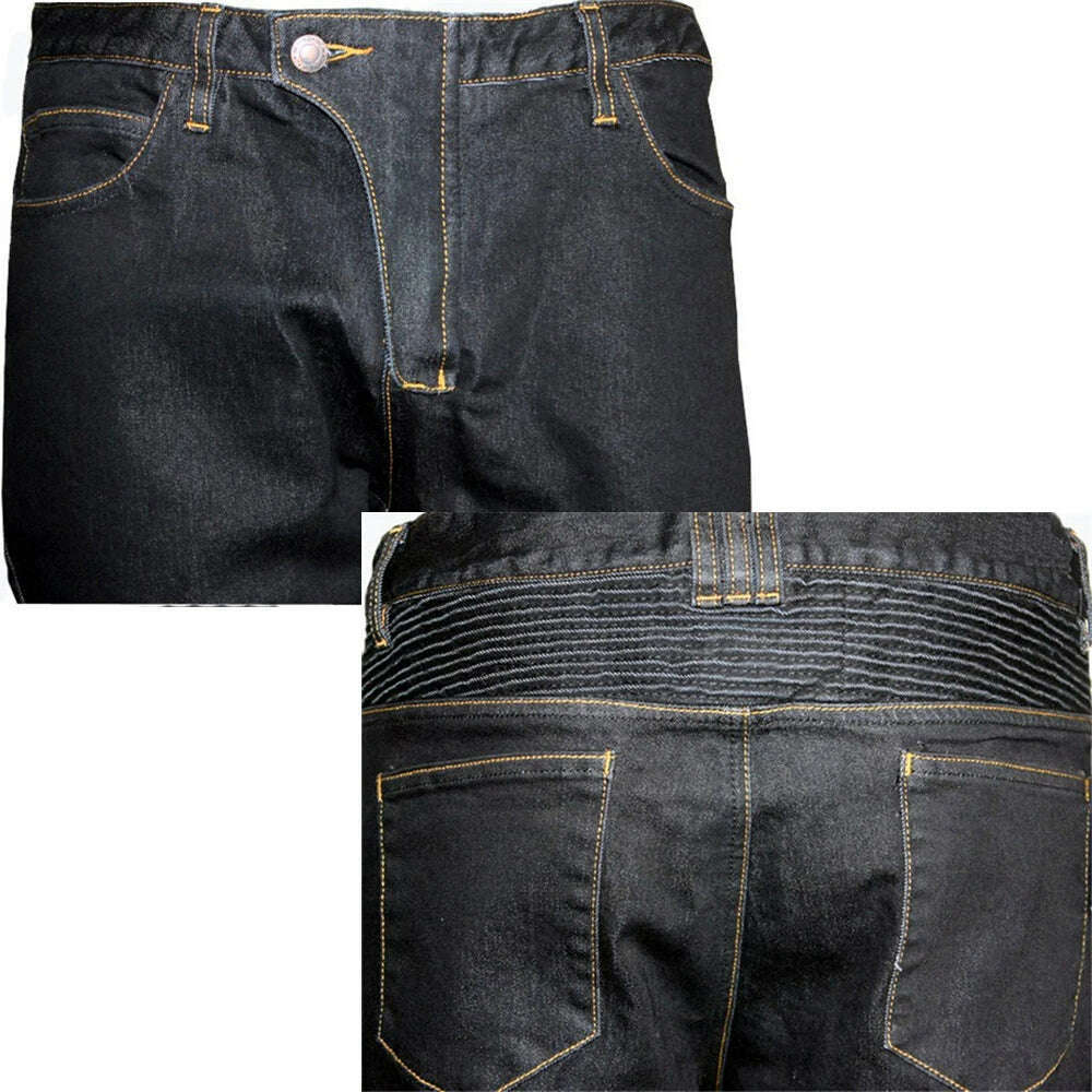 Classic Black Blue Motorcycle Riding Jeans with Knee Hip Pads Motocross Racing Pants Motorbike Cycling Trousers Protective Pants - KIMLUD