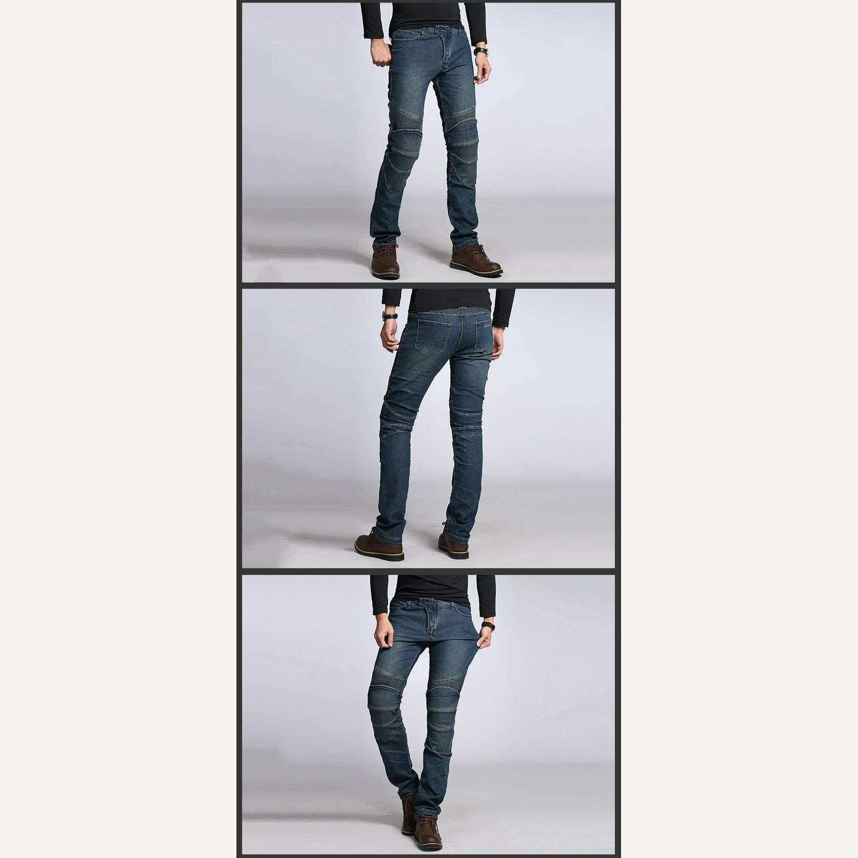 Classic Black Blue Motorcycle Riding Jeans with Knee Hip Pads Motocross Racing Pants Motorbike Cycling Trousers Protective Pants - KIMLUD