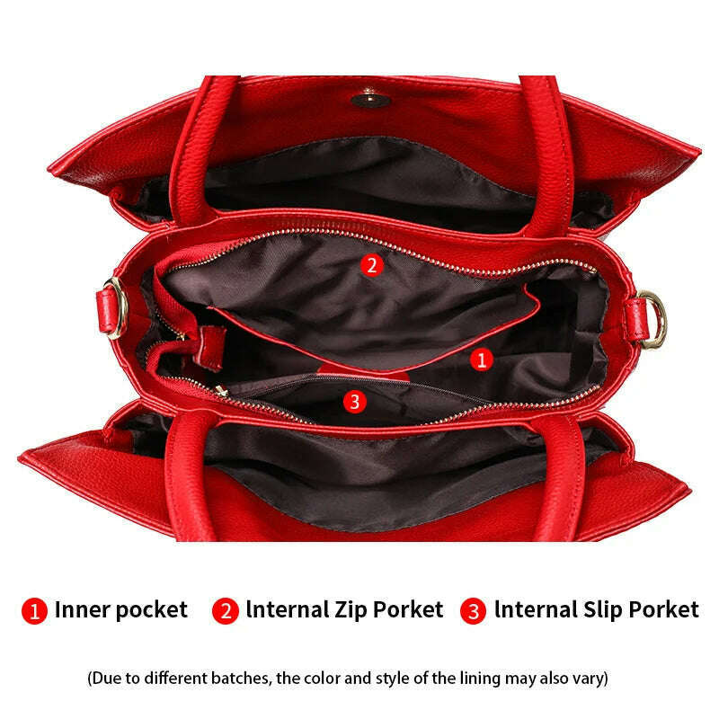 Classic embossed women's bag leather pit bag, large capacity top cowhide cross-body bag - KIMLUD