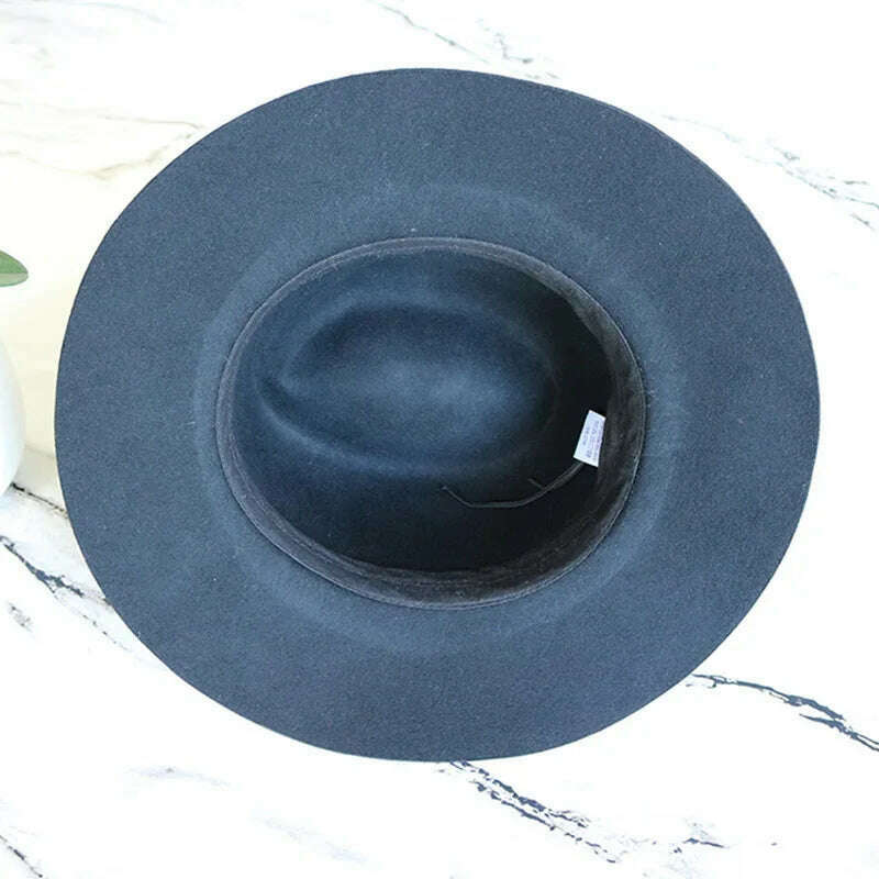 Classical Black Wide Brim Women Hat Wool Fedora Hat Ladies Panama Cloche Hat for Wedding Dress Derby Church Hats Warm - KIMLUD