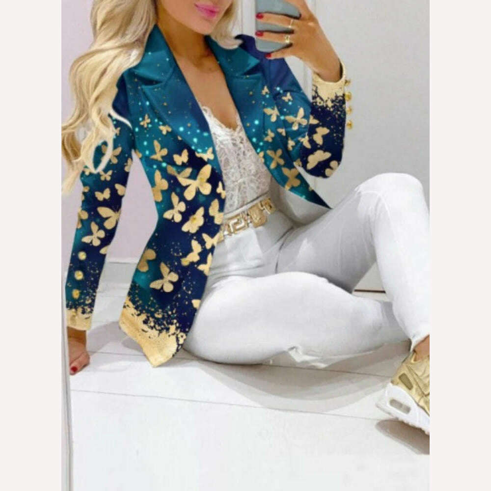CM.YAYA Elegant INS Paisley Butterfly Blazer Suit and Pants Two 2 Piece Set for Women 2022 Autumn Winter Street Outfit Tracksuit - KIMLUD