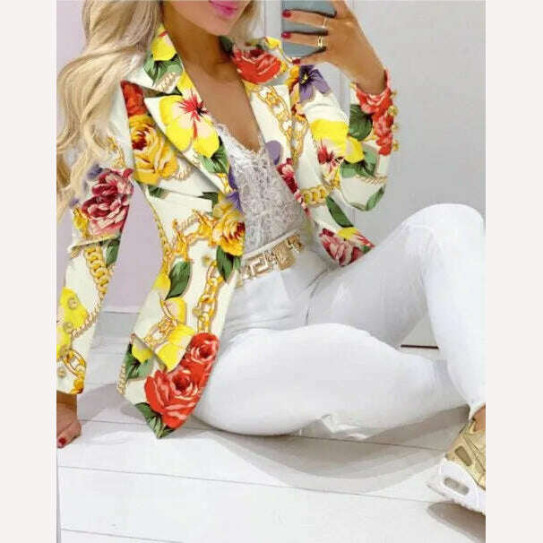CM.YAYA Elegant INS Paisley Butterfly Blazer Suit and Pants Two 2 Piece Set for Women 2022 Autumn Winter Street Outfit Tracksuit - KIMLUD