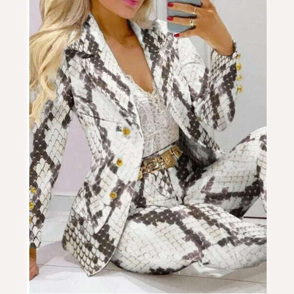 CM.YAYA Elegant INS Paisley Butterfly Blazer Suit and Pants Two 2 Piece Set for Women 2022 Autumn Winter Street Outfit Tracksuit - KIMLUD