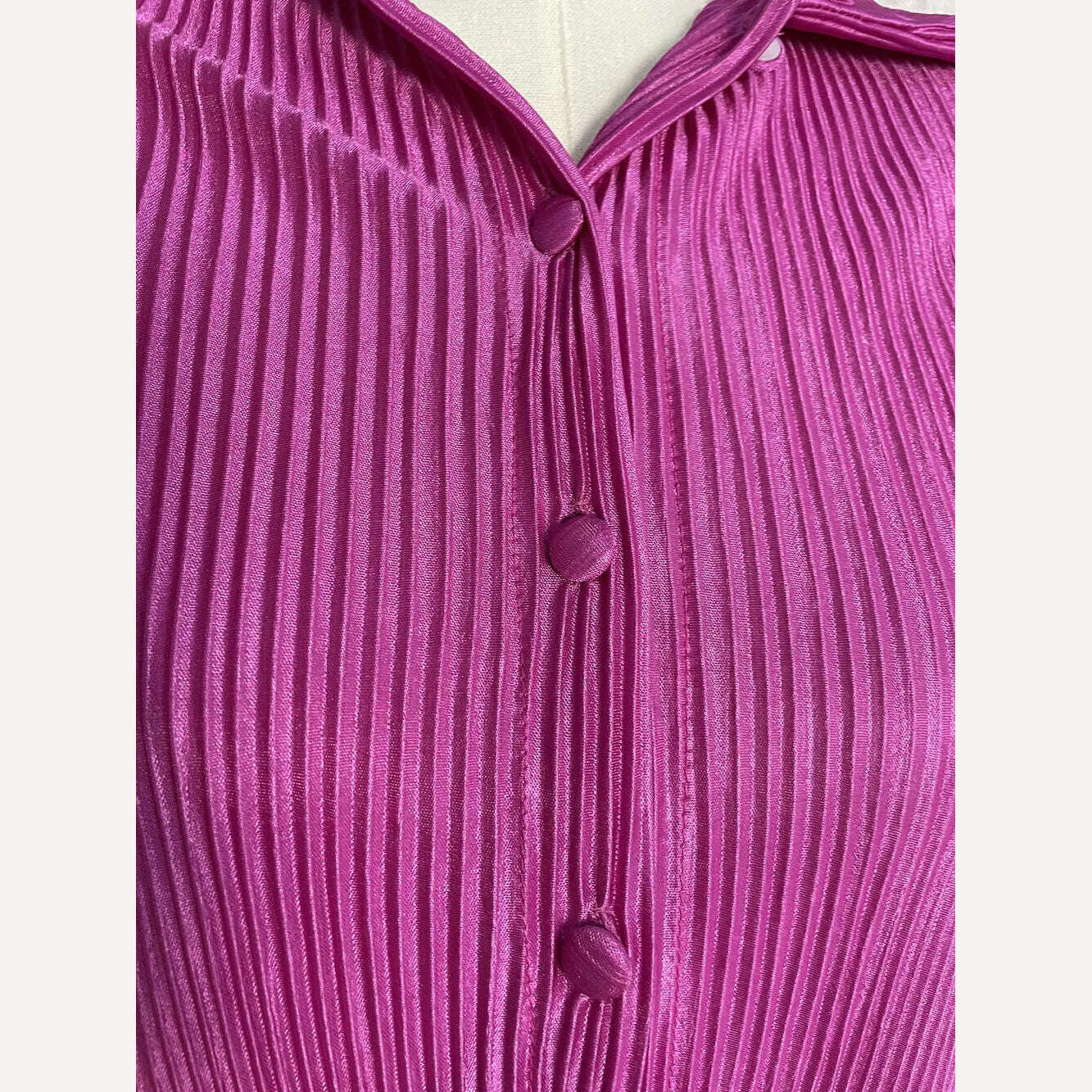 CM.YAYA Pleated Women's Set Long Sleeve Shirt Tops and Straight Wide Leg Pants Elegant Tracksuit Two 2 Piece Set Fitness Outfits - KIMLUD