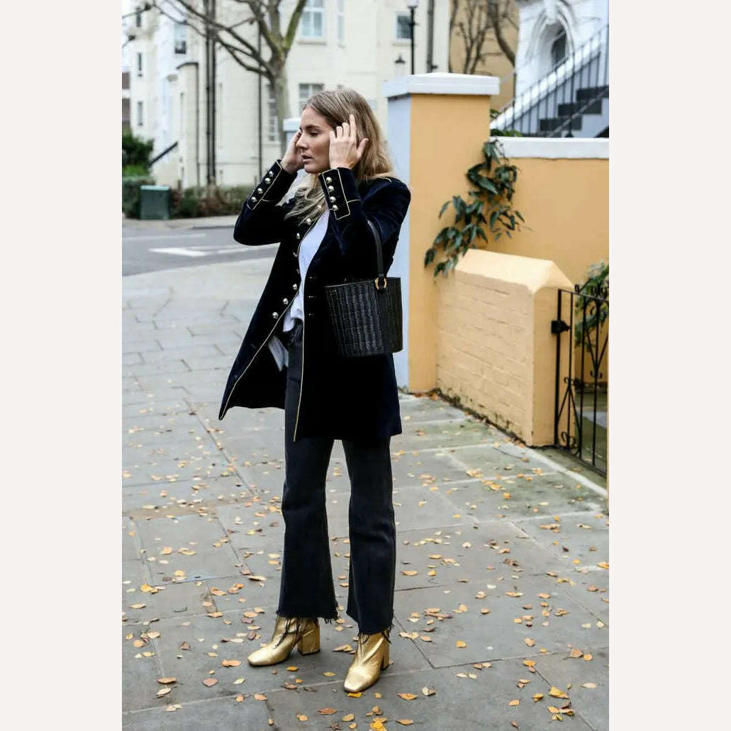 COLDKER 2024 Autumn Winter Medieval Cosplay Costume Velvet Women's Jacket Office Lady Elegant Long Blazer Female Jacket Coat - KIMLUD