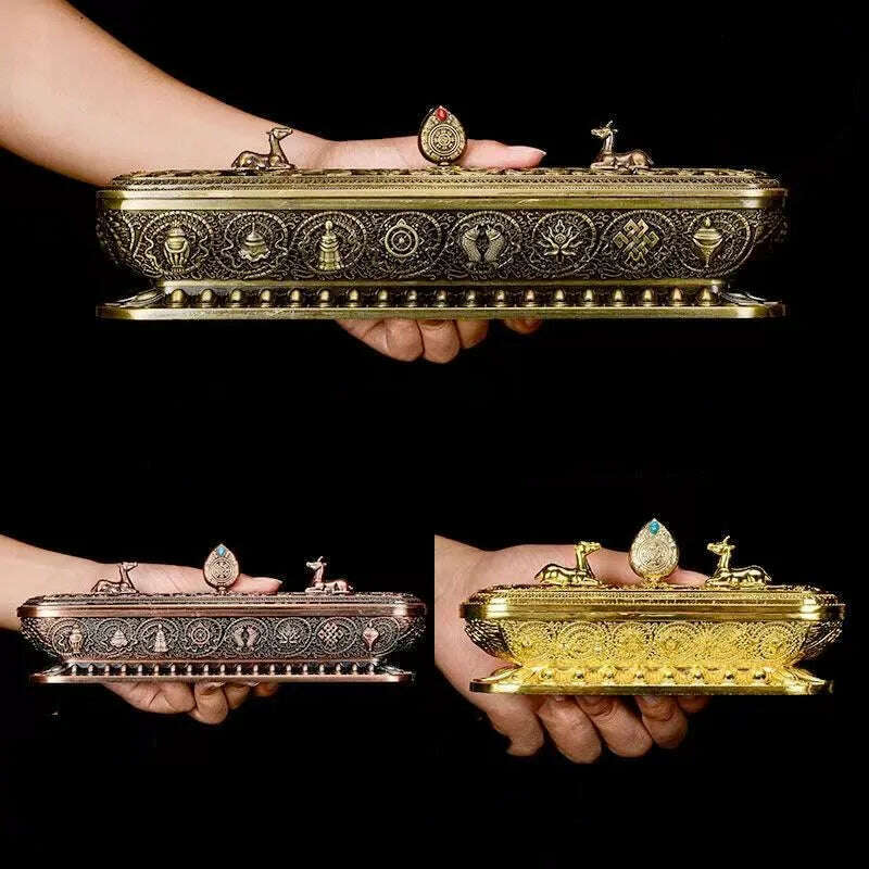 Copper Incense Stick Burner Antique Handmade Holder Zen Buddhist Tea House Home Office Decoration Crafts Ornaments - KIMLUD