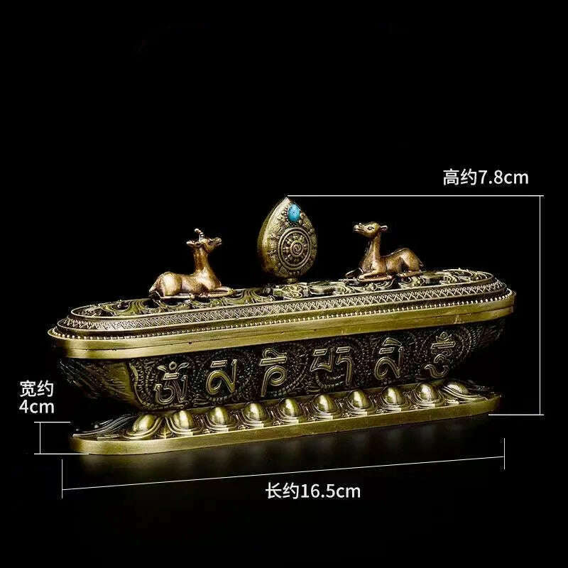 Copper Incense Stick Burner Antique Handmade Holder Zen Buddhist Tea House Home Office Decoration Crafts Ornaments - KIMLUD