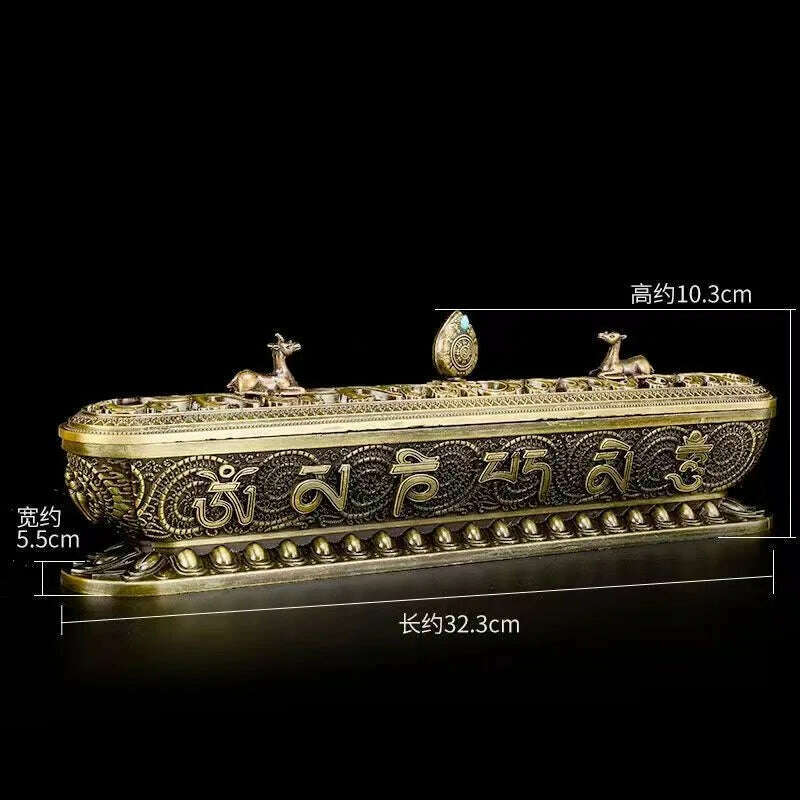 Copper Incense Stick Burner Antique Handmade Holder Zen Buddhist Tea House Home Office Decoration Crafts Ornaments - KIMLUD
