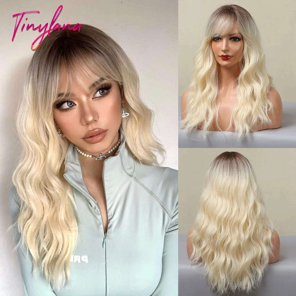 KIMLUD, Cosplay Ginger Orange Long Curly Synthetic Wigs with Bangs Deep Wave Lolita Hair for Women Halloween Party Daily Heat Resistant, LC290-1, KIMLUD APPAREL - Womens Clothes
