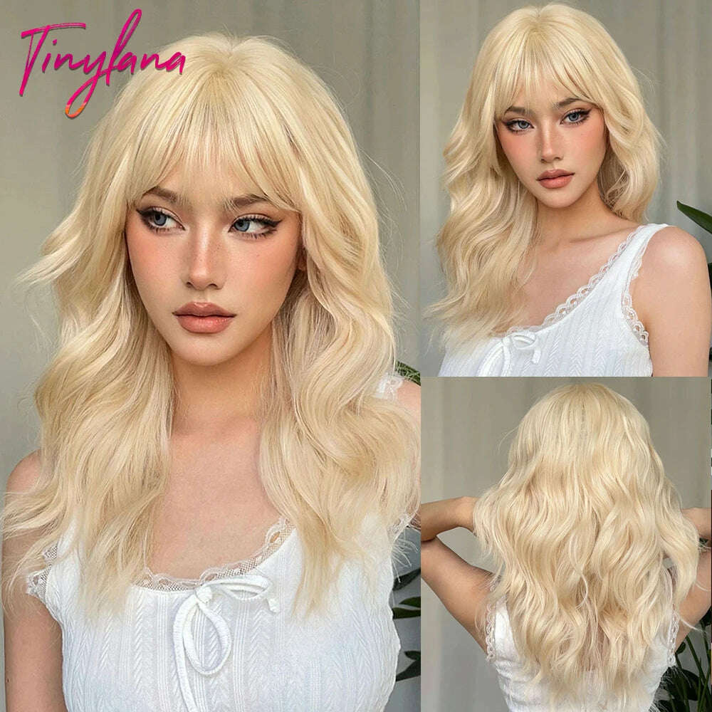 KIMLUD, Cosplay Ginger Orange Long Curly Synthetic Wigs with Bangs Deep Wave Lolita Hair for Women Halloween Party Daily Heat Resistant, WL1089-1, KIMLUD APPAREL - Womens Clothes