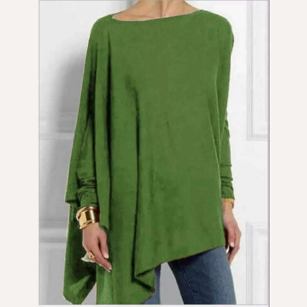 Cotton Irregular Womens Tops And Blouses Casual O Neck Long Sleeve Top Female Tunic 2021 Autumn Plus Size Women Blusas Shirts - KIMLUD