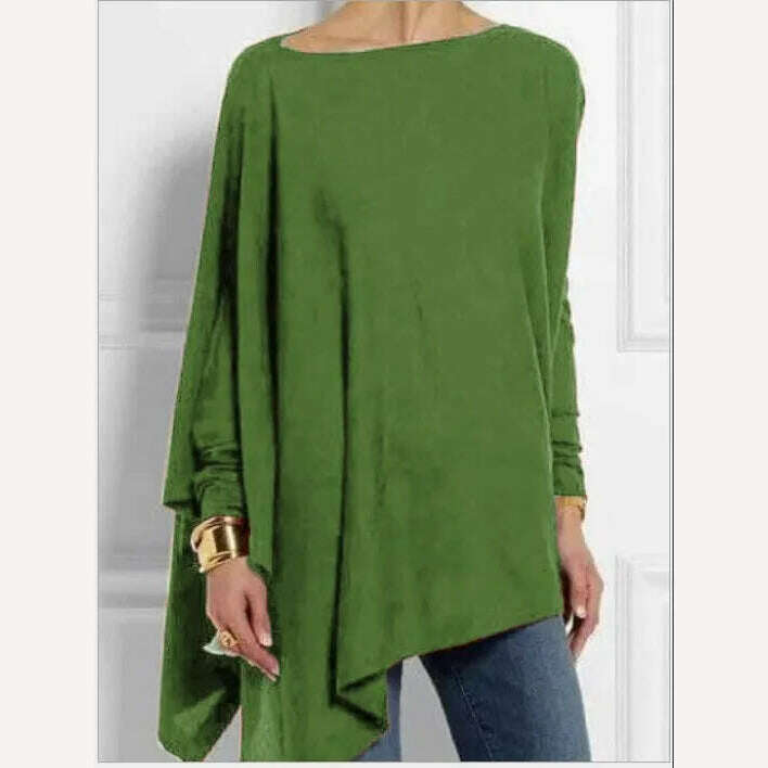 Cotton Irregular Womens Tops And Blouses Casual O Neck Long Sleeve Top Female Tunic 2021 Autumn Plus Size Women Blusas Shirts - KIMLUD