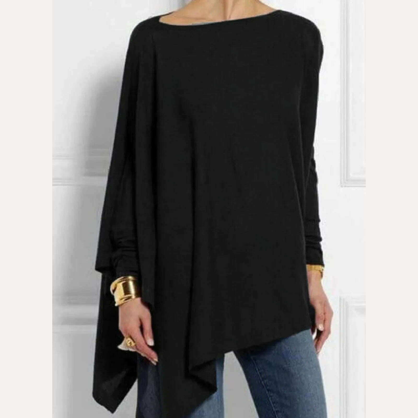 Cotton Irregular Womens Tops And Blouses Casual O Neck Long Sleeve Top Female Tunic 2021 Autumn Plus Size Women Blusas Shirts - KIMLUD