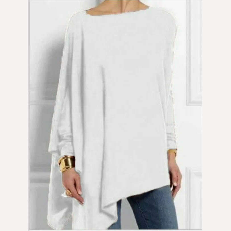 Cotton Irregular Womens Tops And Blouses Casual O Neck Long Sleeve Top Female Tunic 2021 Autumn Plus Size Women Blusas Shirts - KIMLUD