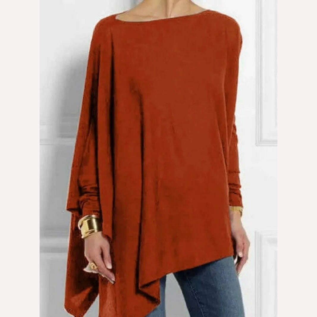 Cotton Irregular Womens Tops And Blouses Casual O Neck Long Sleeve Top Female Tunic 2021 Autumn Plus Size Women Blusas Shirts - KIMLUD