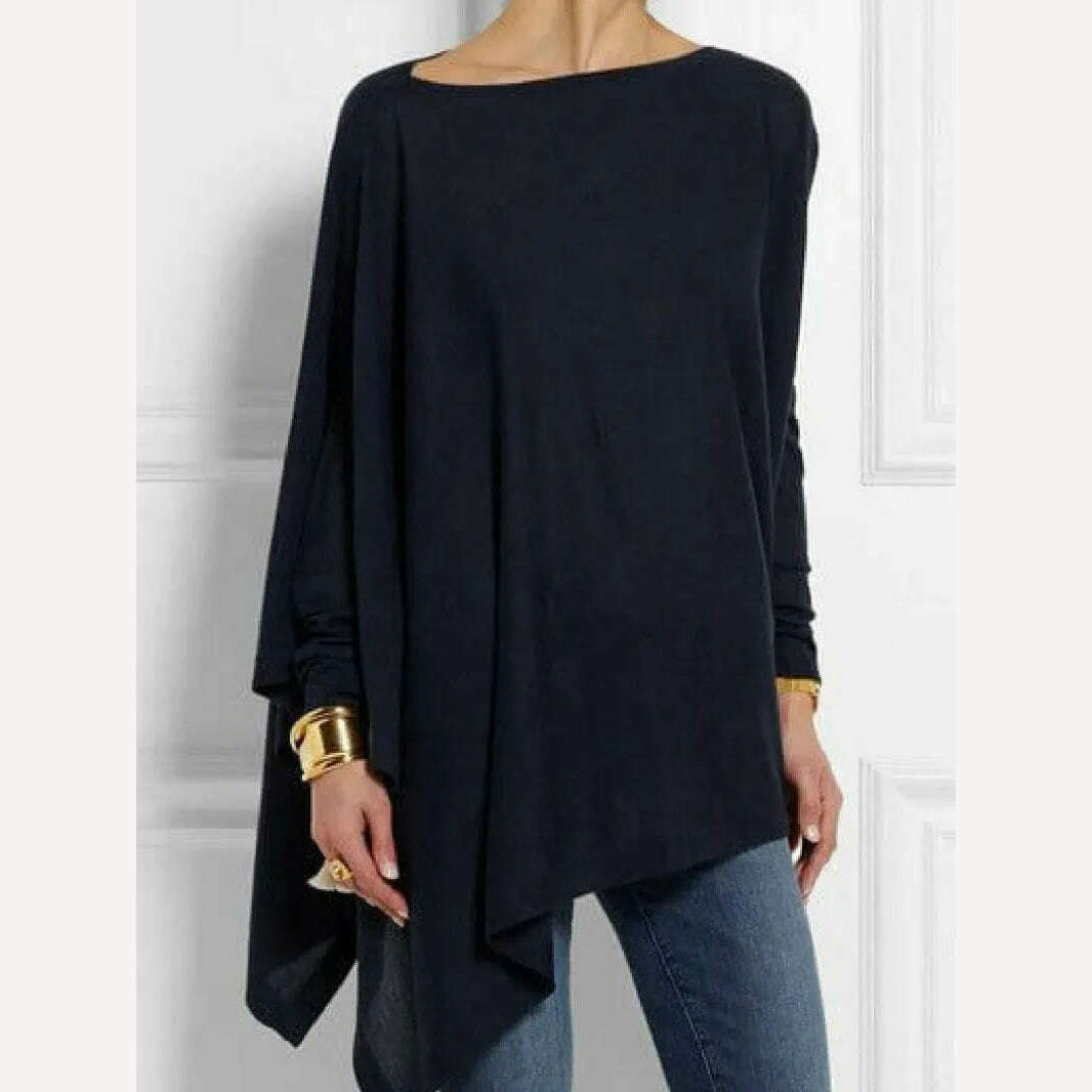 Cotton Irregular Womens Tops And Blouses Casual O Neck Long Sleeve Top Female Tunic 2021 Autumn Plus Size Women Blusas Shirts - KIMLUD