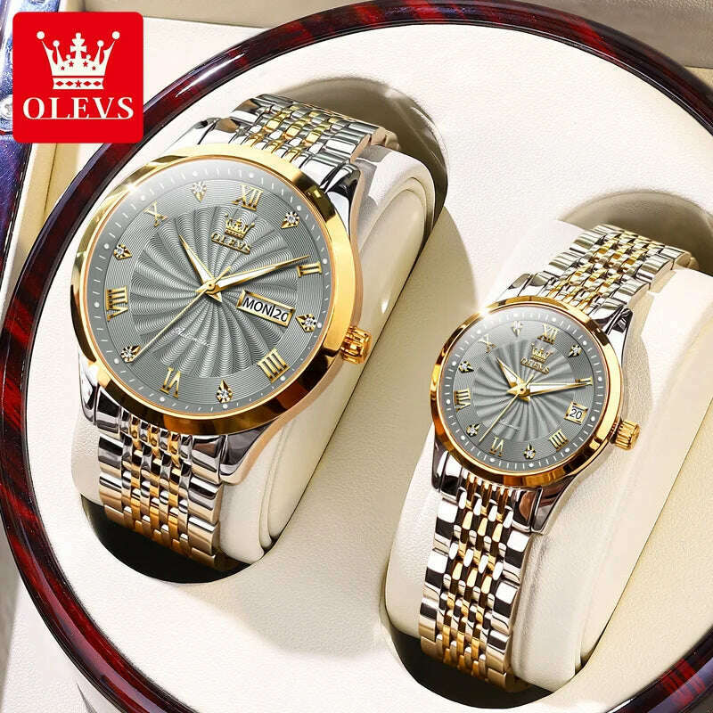Couple Watch OELVS Brand Luxury Automatic Mechanical Watch Stainless Steel Waterproof Clock relogio masculino Couple Gift 6630 - KIMLUD