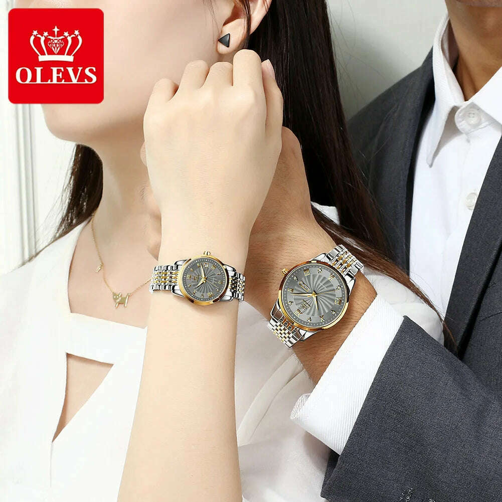 Couple Watch OELVS Brand Luxury Automatic Mechanical Watch Stainless Steel Waterproof Clock relogio masculino Couple Gift 6630 - KIMLUD