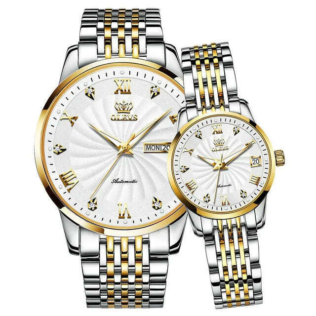 Couple Watch OELVS Brand Luxury Automatic Mechanical Watch Stainless Steel Waterproof Clock relogio masculino Couple Gift 6630 - KIMLUD