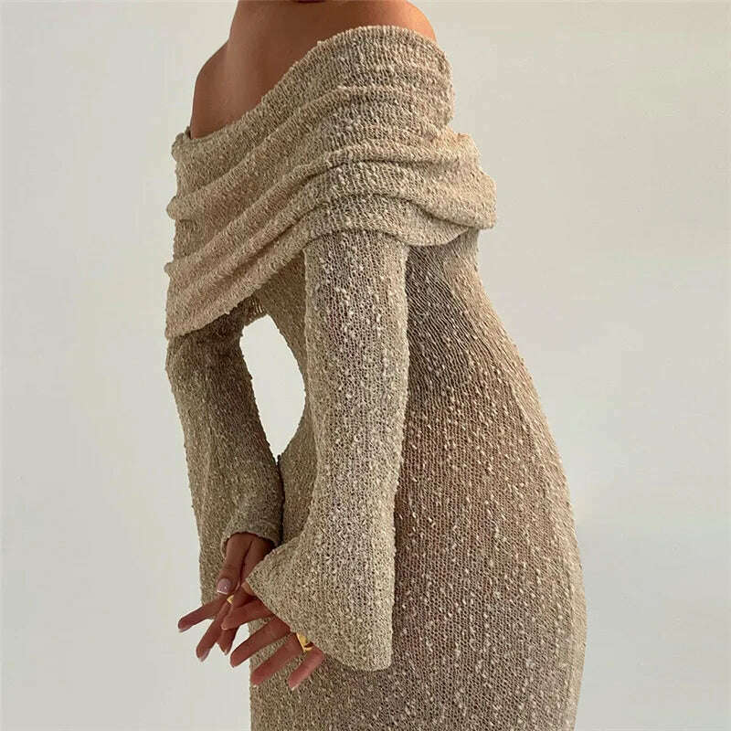 Crocheted Mesh Sheer Dress Women Bodycon Cocktail Long Evening Clothes Ladies Fall Elegant Luxury Long Sexy Party Knit Dresses - KIMLUD