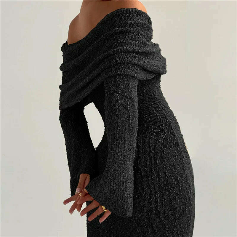Crocheted Mesh Sheer Dress Women Bodycon Cocktail Long Evening Clothes Ladies Fall Elegant Luxury Long Sexy Party Knit Dresses - KIMLUD