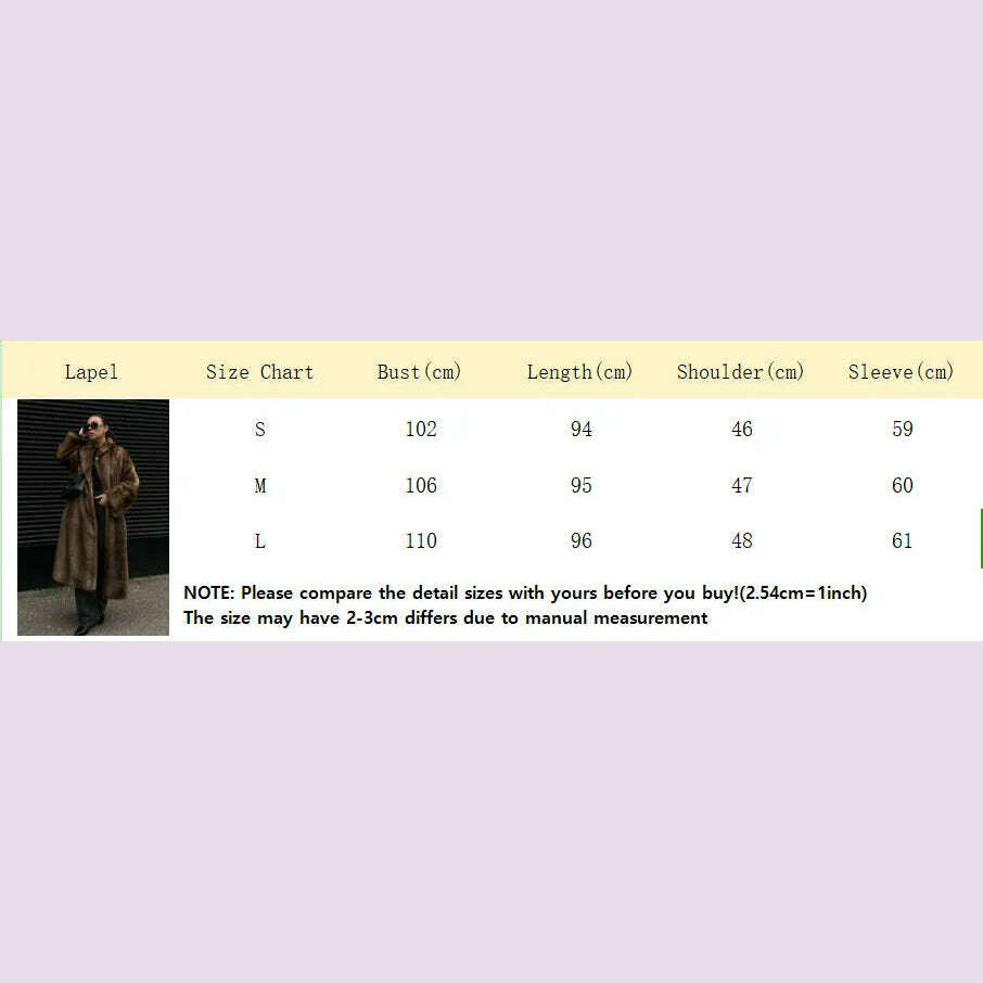KIMLUD, Dark Brown Faux Fur Long Overcoat For Women Fashion Lapel Single Breasted Loose Fluffy Plush Warm Coat Winter Thicken Outerwear, KIMLUD Womens Clothes