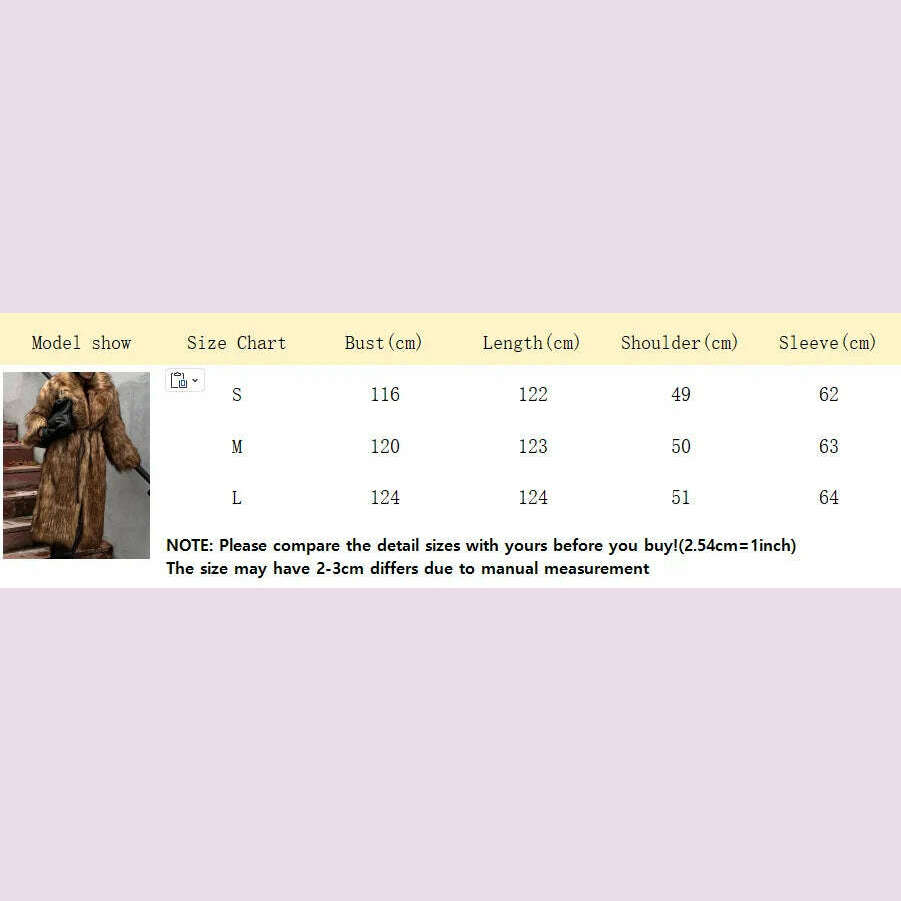 KIMLUD, Dark Brown Faux Fur Long Overcoat For Women Fashion Lapel Single Breasted Loose Fluffy Plush Warm Coat Winter Thicken Outerwear, KIMLUD Womens Clothes