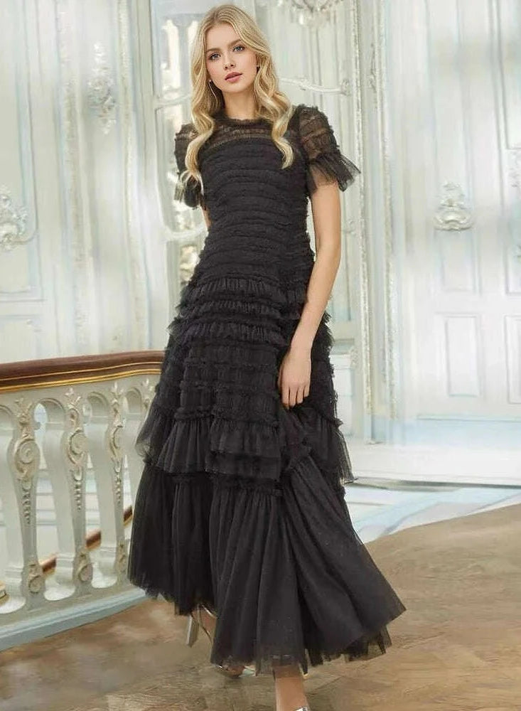 Designer Summer New Women's Elegant Party Dress High Quality Black Evening Long Dress Formal Occasion Casual Fashion Bohemian - KIMLUD