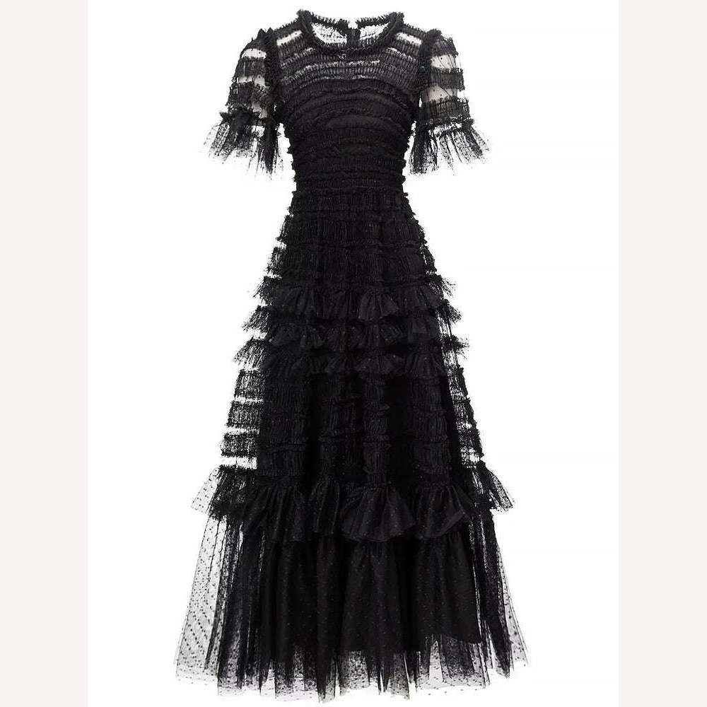 Designer Summer New Women's Elegant Party Dress High Quality Black Evening Long Dress Formal Occasion Casual Fashion Bohemian - KIMLUD