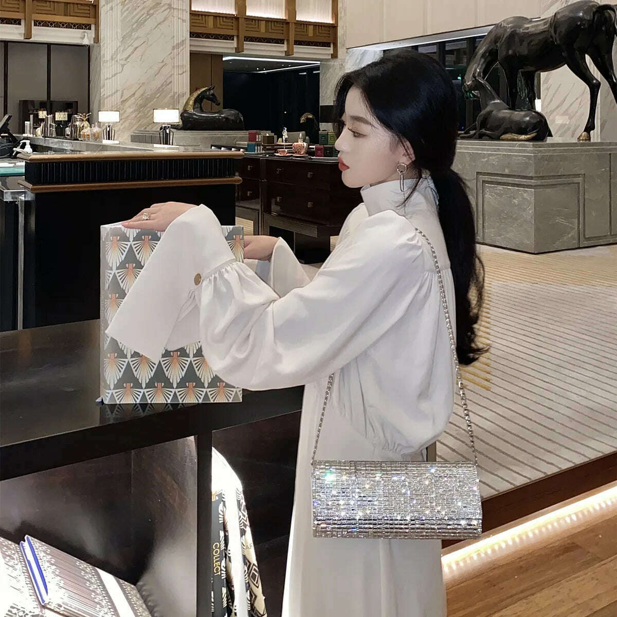 Diamond Clutch Purse And Handbag With Rhinestone Women's Party Evening Bag Luxury Wedding Clutch Female Shoulder Bag Bolso - KIMLUD