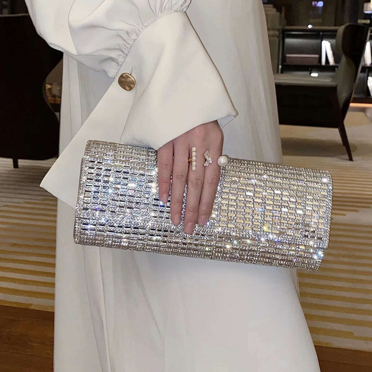 Diamond Clutch Purse And Handbag With Rhinestone Women's Party Evening Bag Luxury Wedding Clutch Female Shoulder Bag Bolso - KIMLUD