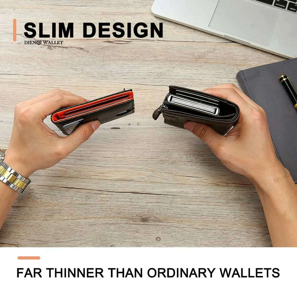 DIENQI Carbon Fiber Rfid Slim Card Luxury Wallet Money Bag Men's Wallet Bifold Billfold - KIMLUD