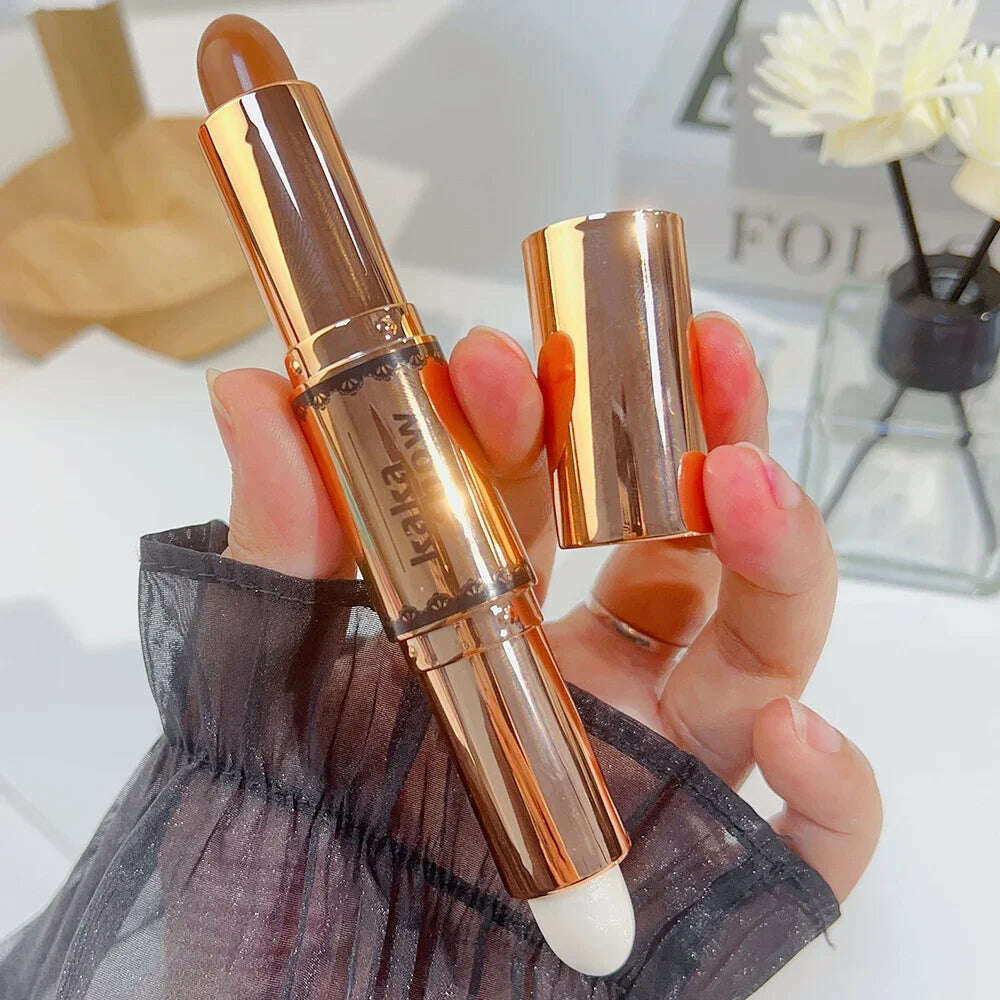 Double-Head High-Light Contour Stick Cream Waterproof Natural Matte Bronzer Highlighters Face Illuminator Women Makeup Cosmetics - KIMLUD