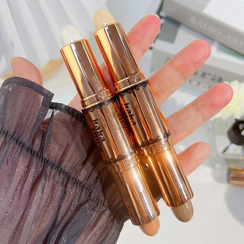 Double-Head High-Light Contour Stick Cream Waterproof Natural Matte Bronzer Highlighters Face Illuminator Women Makeup Cosmetics - KIMLUD