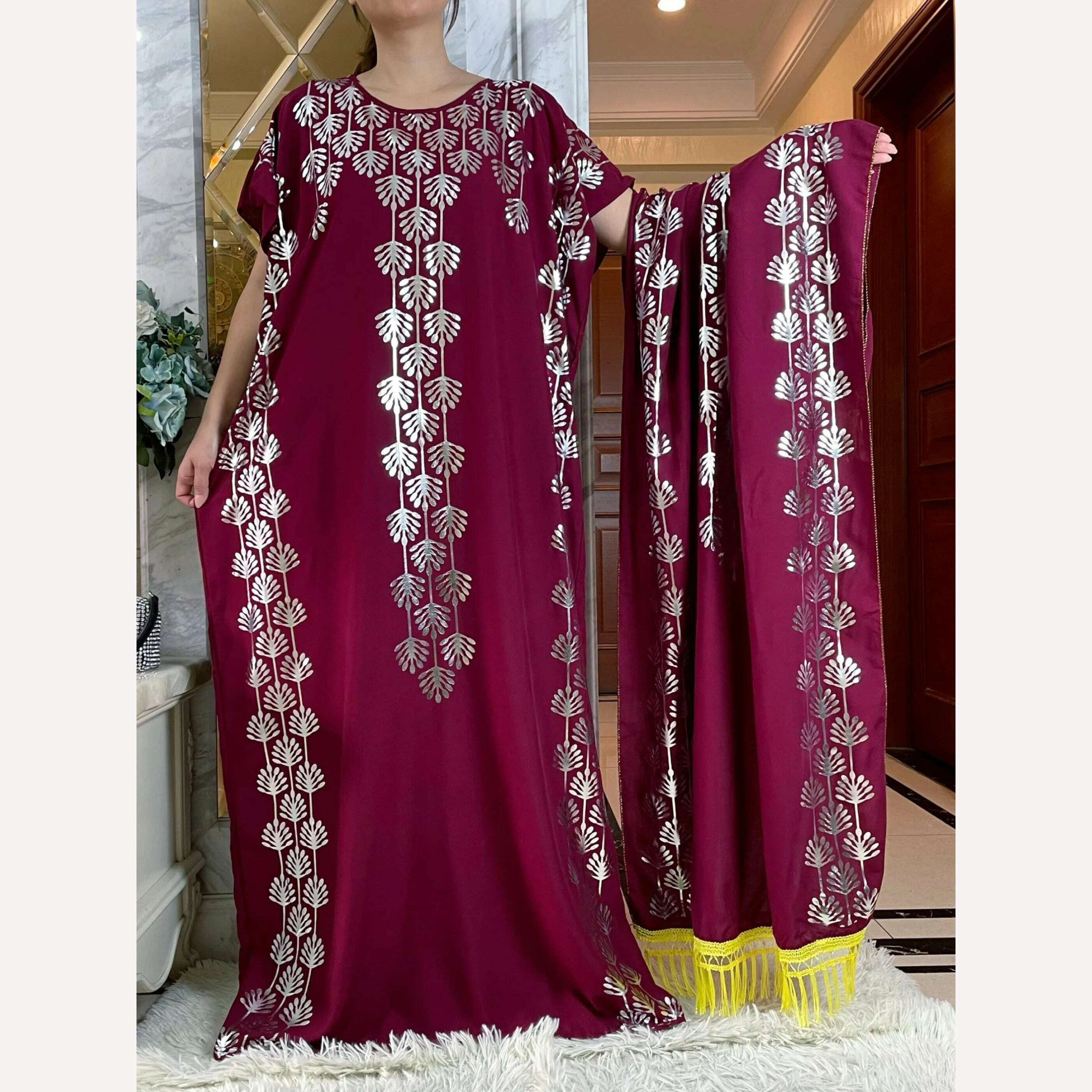 Dubai New Abaya For Women Summer Short Sleeve Cotton Dress Gold Stamping Loose Lady Maxi Islam African Dress With Big Scarf - KIMLUD
