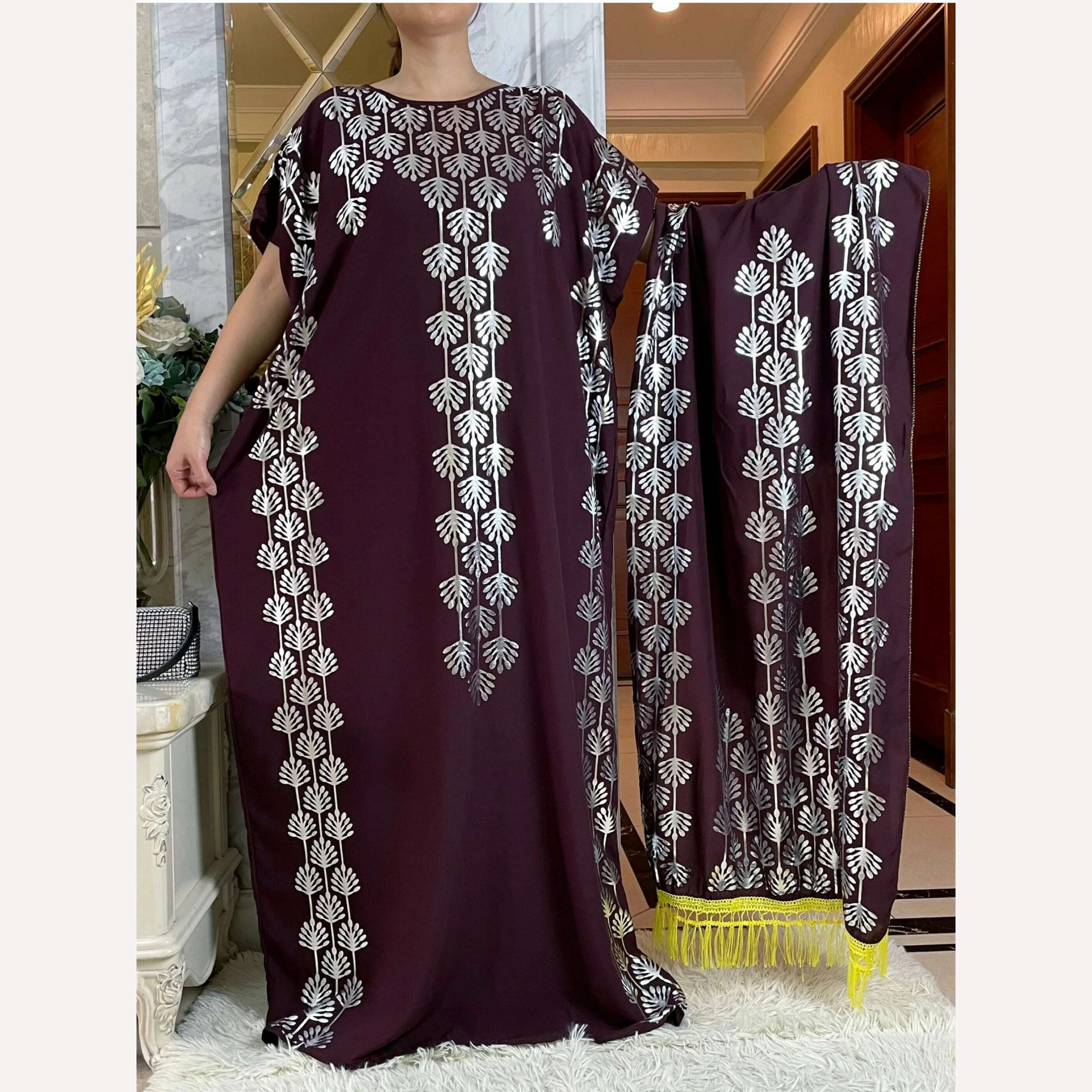 Dubai New Abaya For Women Summer Short Sleeve Cotton Dress Gold Stamping Loose Lady Maxi Islam African Dress With Big Scarf - KIMLUD